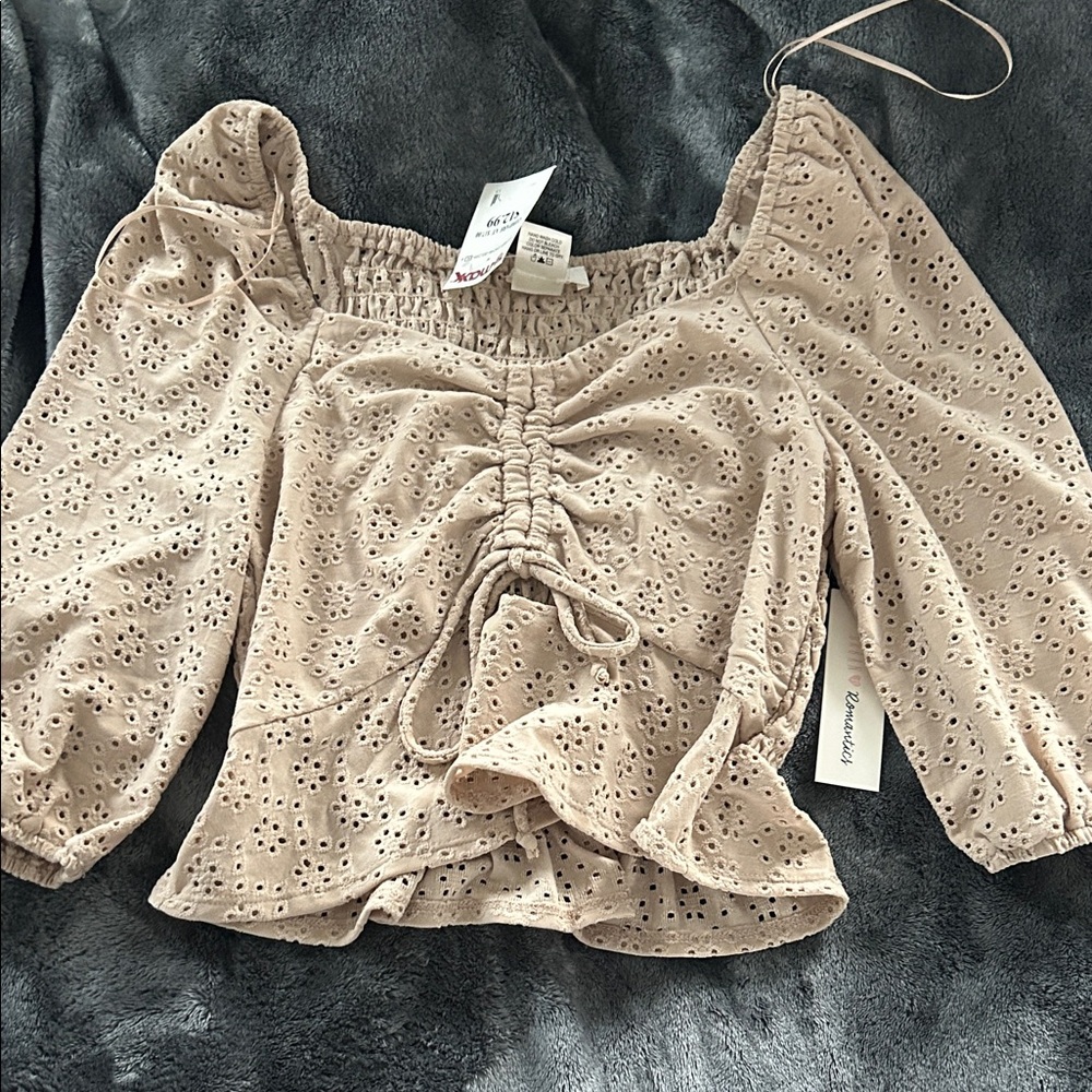 URBAN Romantics Beige Eyelet Blouse
